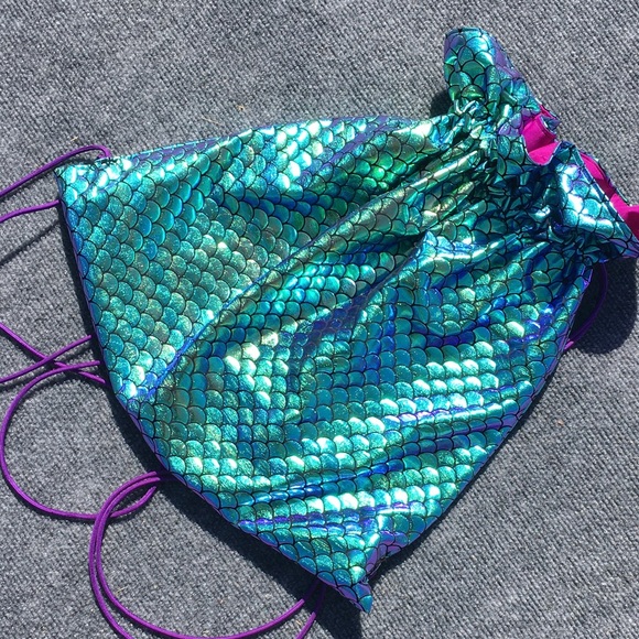 Handmade Iridescent Mermaid Drawstring Bag - Picture 4 of 10